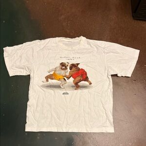 White T-Shirt with Bulldog Graphic